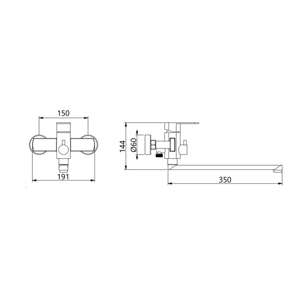 Змішувач для ванни Lidz Luna 005 (з душовим гарнітуром) (k35) Nickel (LDLUN005NKS46093)