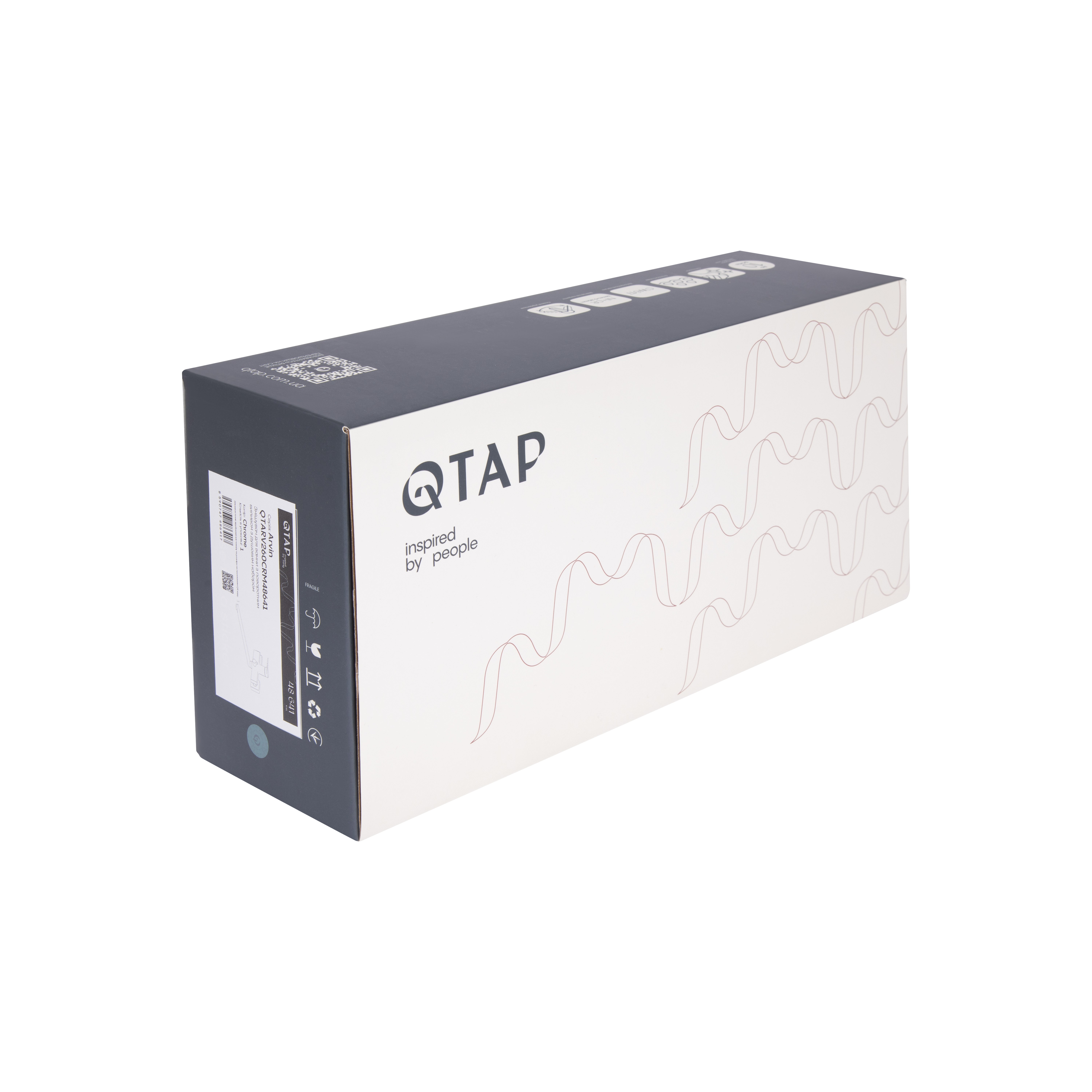 Смеситель для ванны с длинным поворотным изливом и душевым гарнитуром Qtap Arvin Chrome (QTARV260CRM48641)