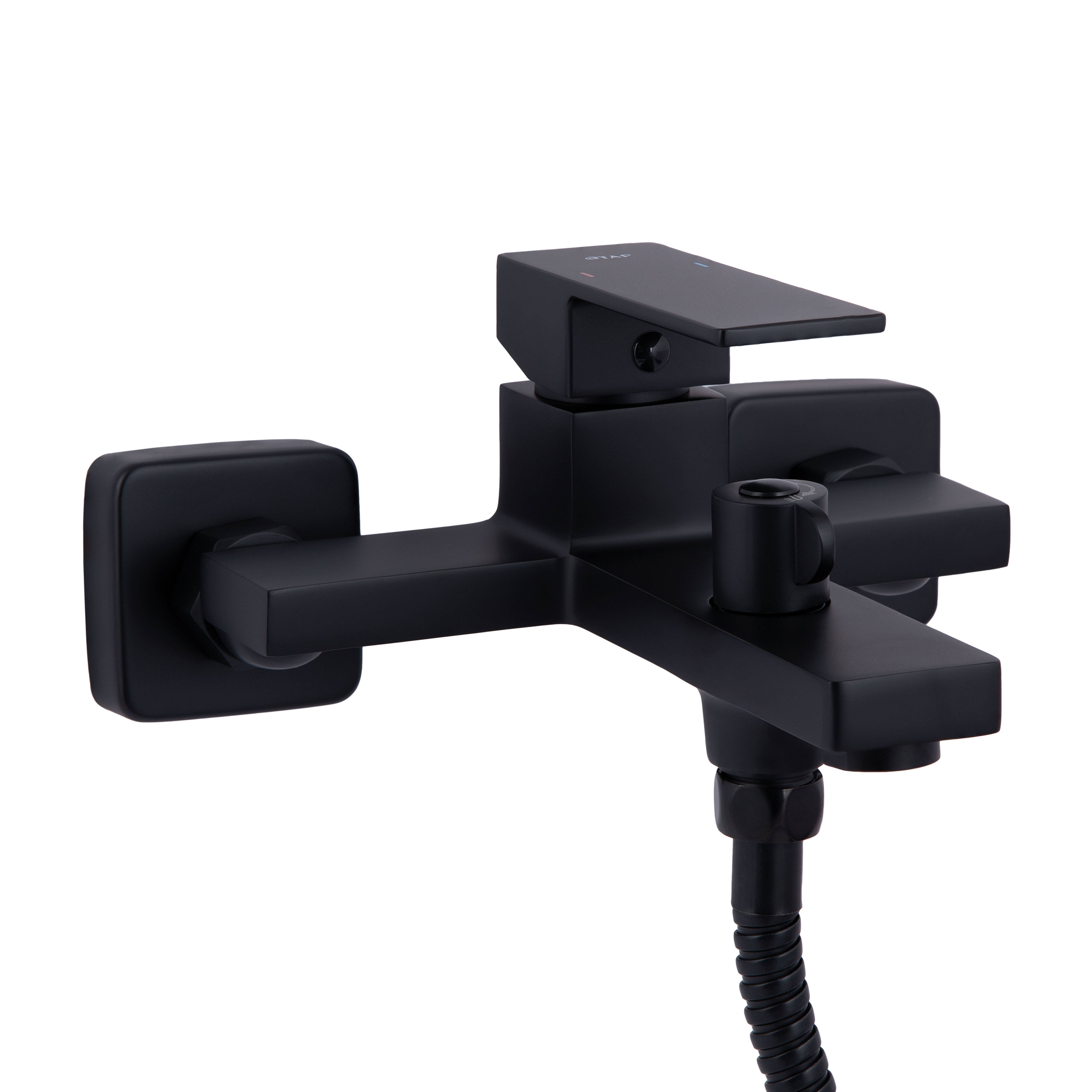 Змішувач для ванни Qtap Gemini (з душовим гарнітуром) Black Matt (QTGEM259BLM45682)
