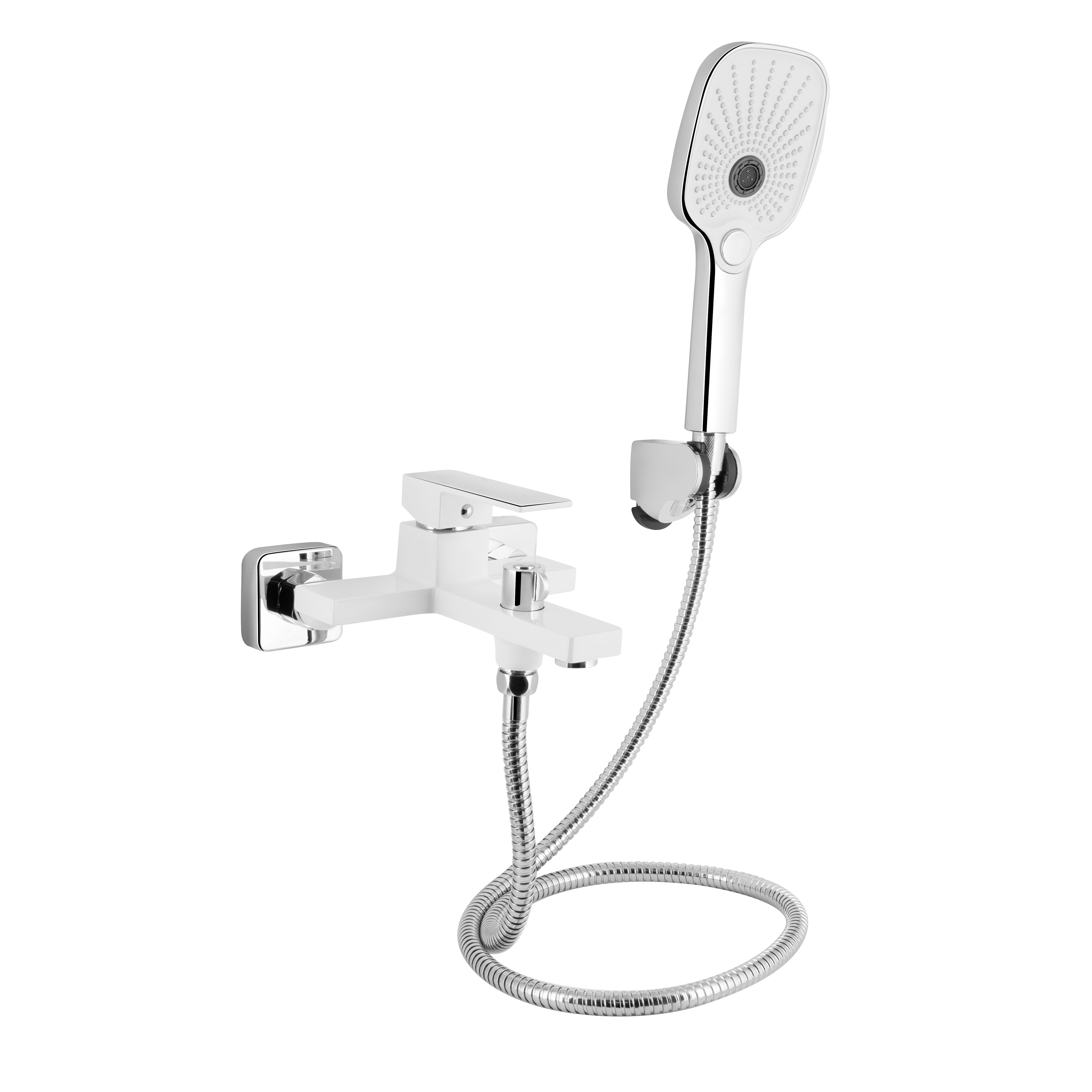 Змішувач для ванни Qtap Gemini (з душовим гарнітуром) Chrome/White (QTGEM259CRW45683)