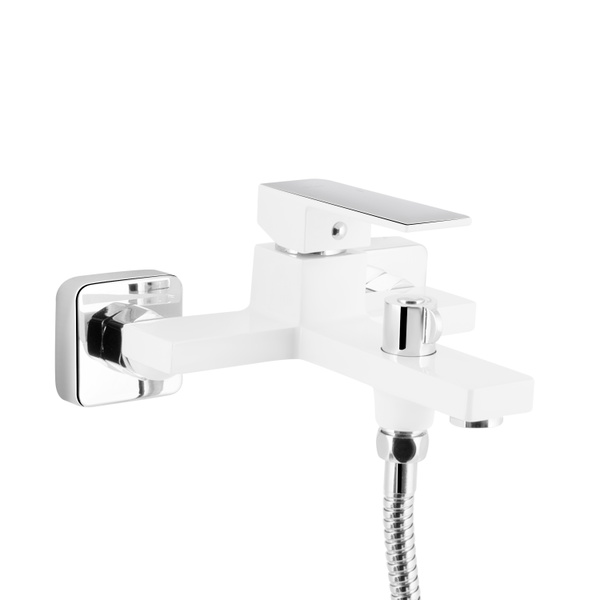 Змішувач для ванни Qtap Gemini (з душовим гарнітуром) Chrome/White (QTGEM259CRW45683)