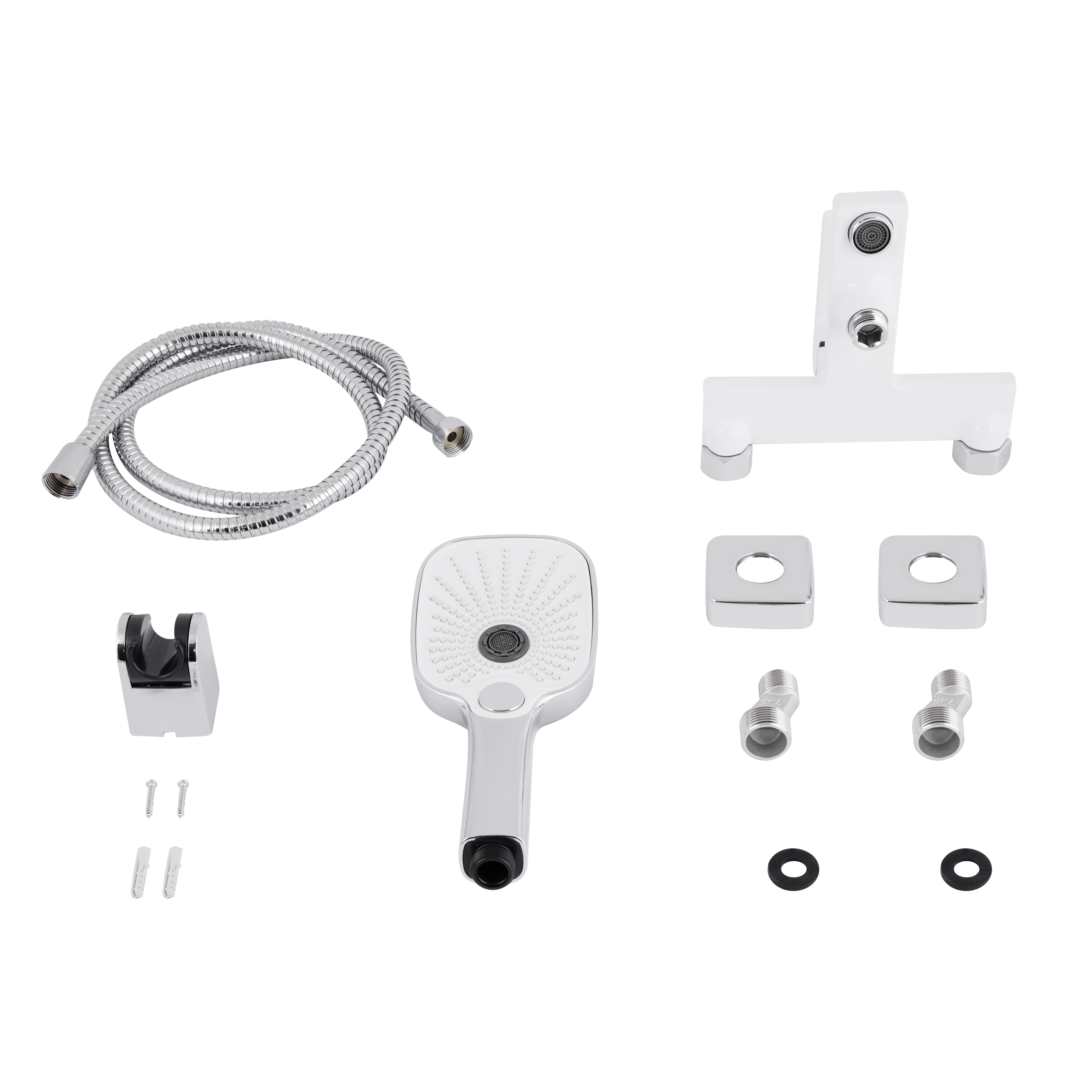 Змішувач для ванни Qtap Gemini (з душовим гарнітуром) Chrome/White (QTGEM259CRW45683)