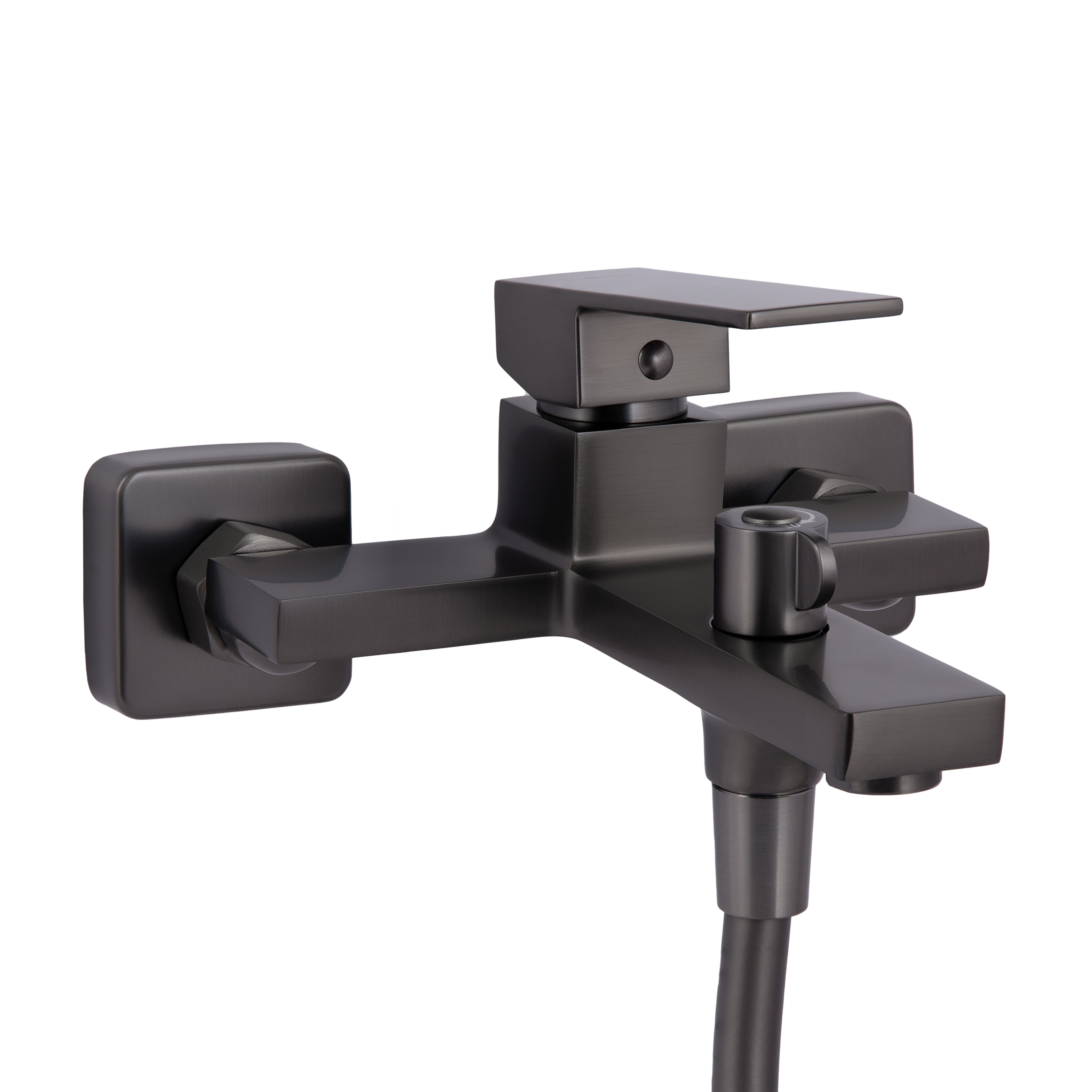 Змішувач для ванни Qtap Gemini (з душовим гарнітуром) Gunmetal Black PVD (QTGEM259GMB45684)