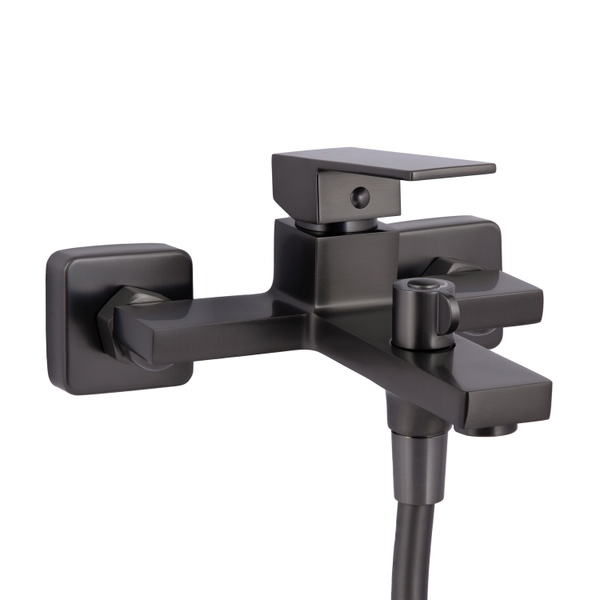 Змішувач для ванни Qtap Gemini (з душовим гарнітуром) Gunmetal Black PVD (QTGEM259GMB45684)
