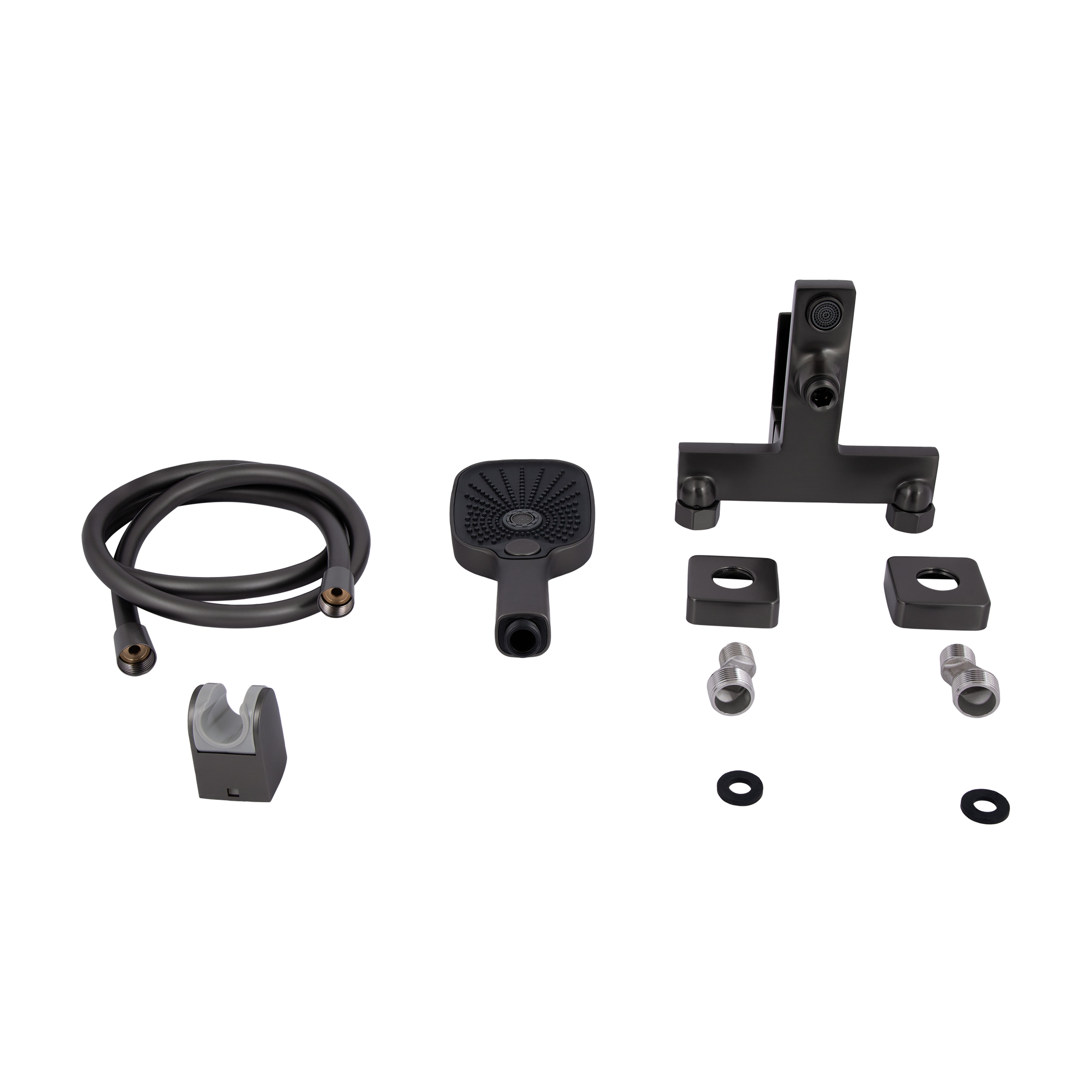 Змішувач для ванни Qtap Gemini (з душовим гарнітуром) Gunmetal Black PVD (QTGEM259GMB45684)