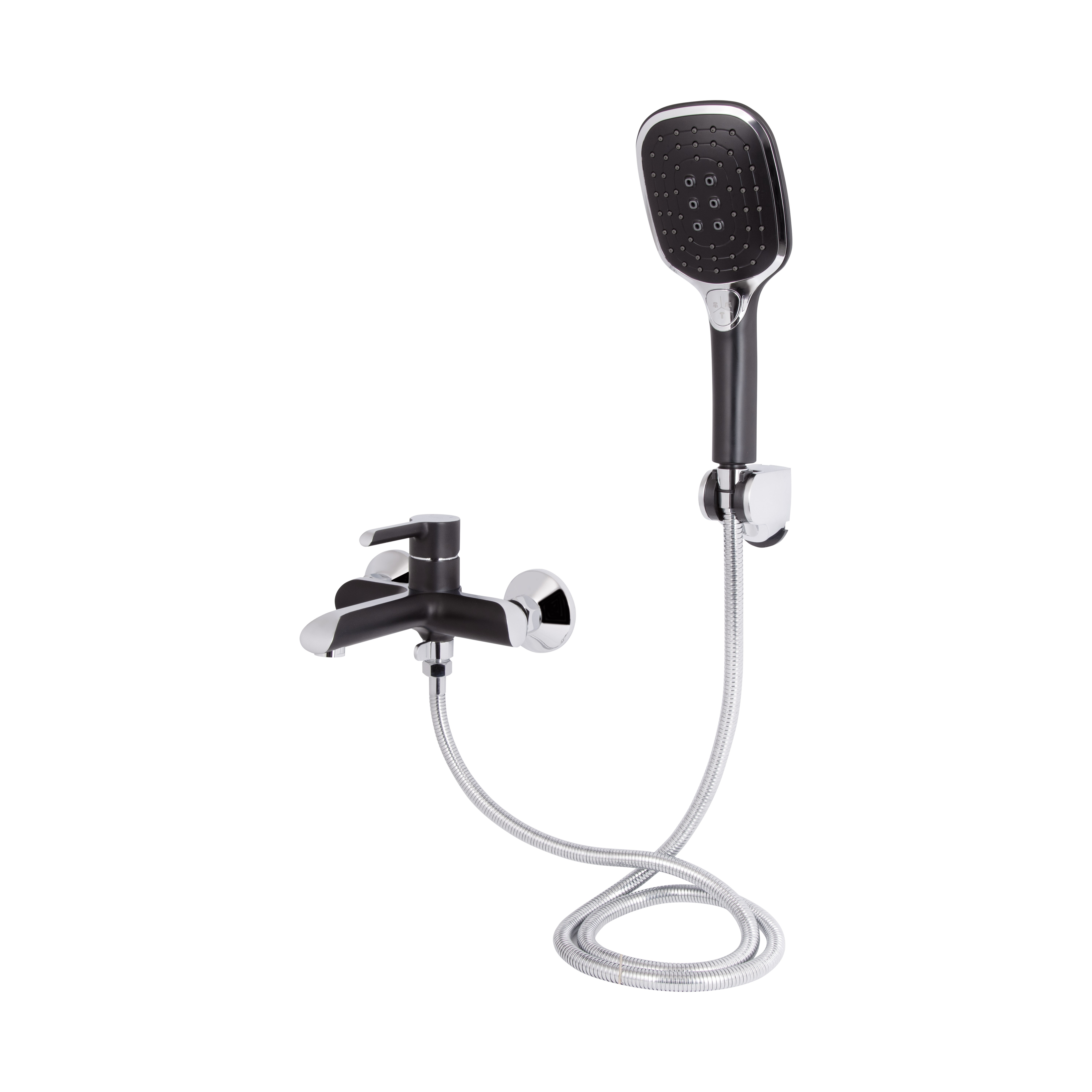 Змішувач для ванни Qtap Grand (з душовим гарнітуром) Chrome/Black (QTGRABCR006)