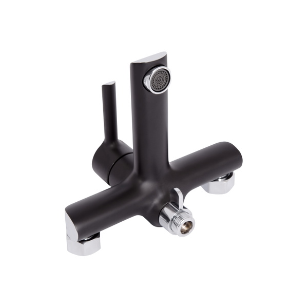 Змішувач для ванни Qtap Grand (з душовим гарнітуром) Chrome/Black (QTGRABCR006)