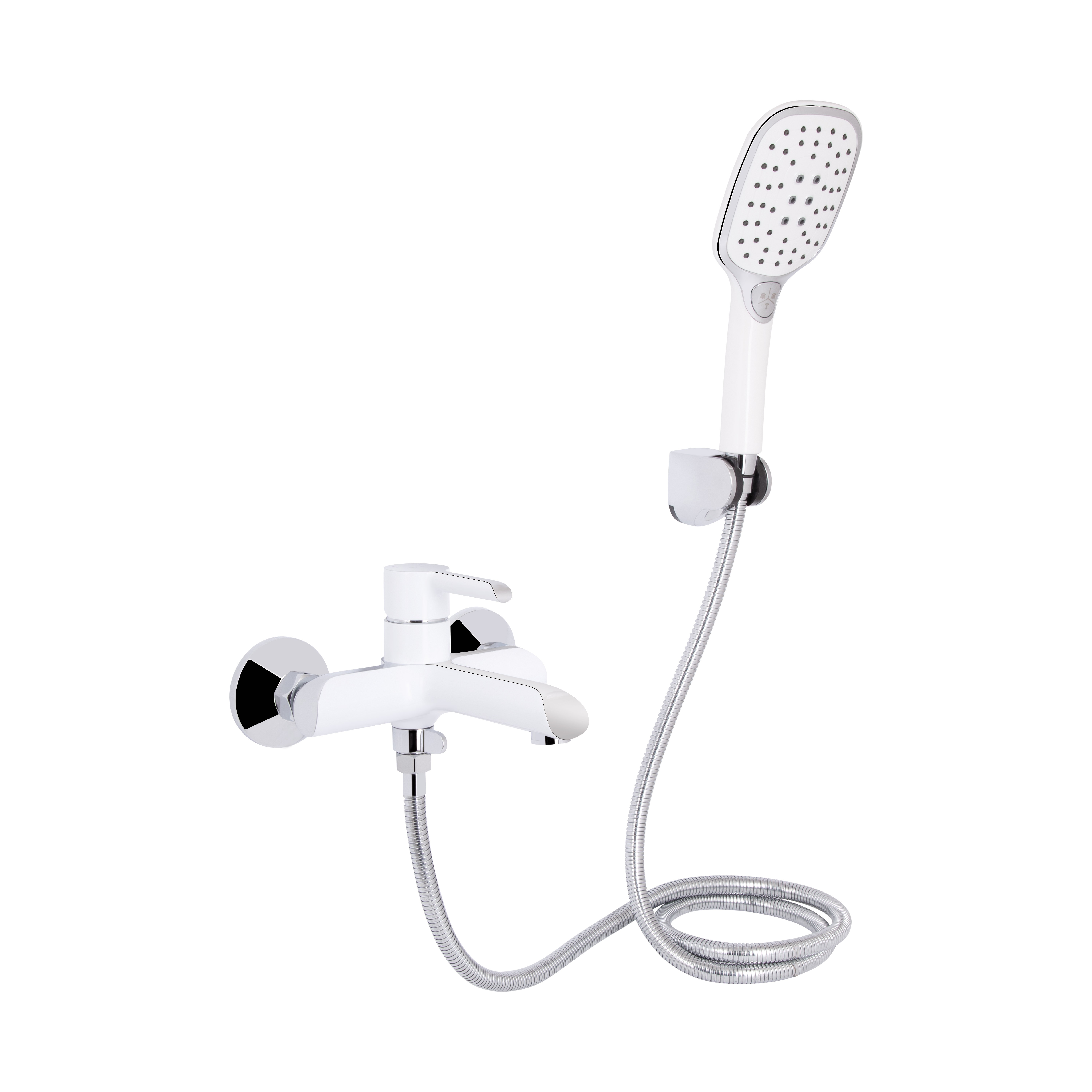 Змішувач для ванни Qtap Grand (з душовим гарнітуром) Chrome/White (QTGRAWCR006)