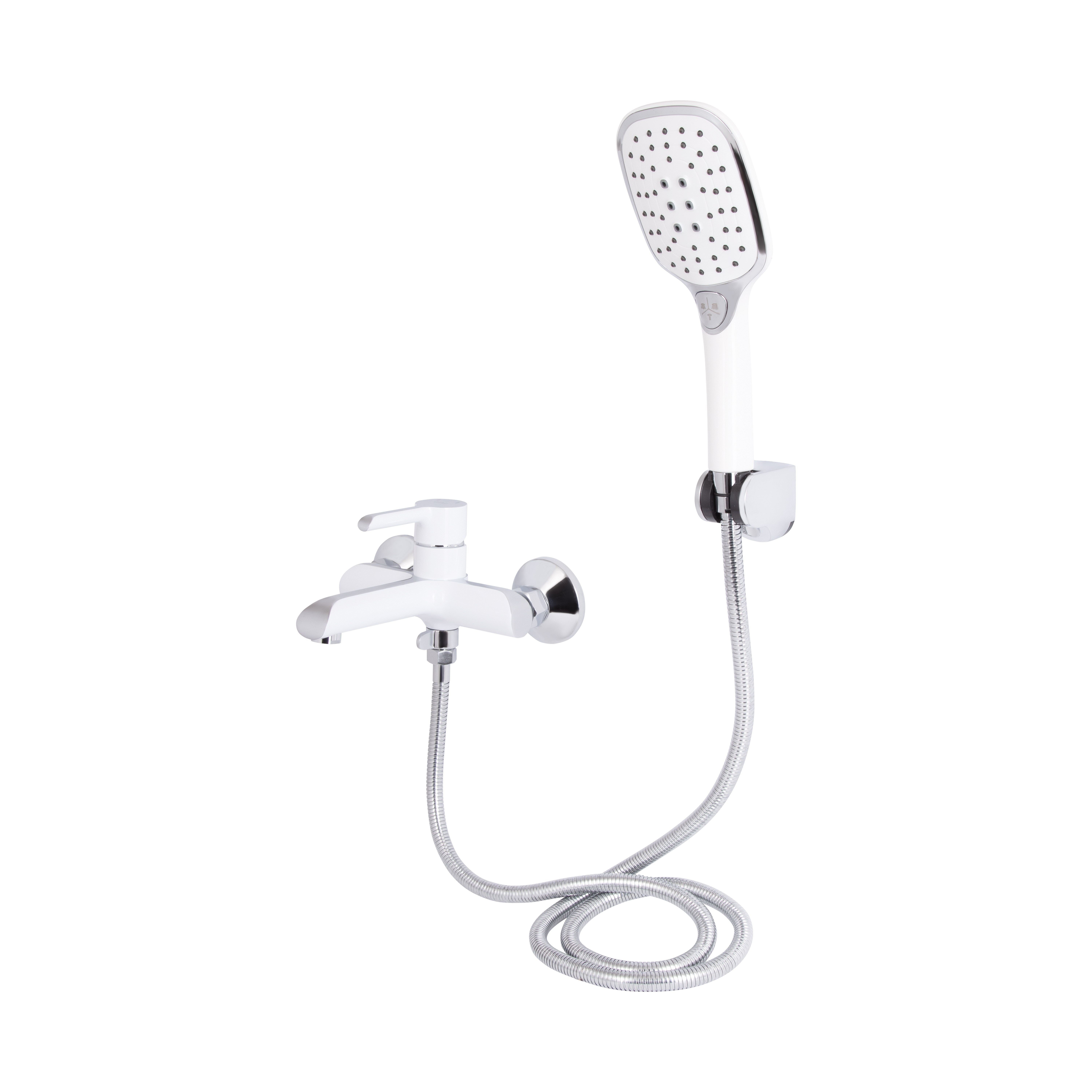 Змішувач для ванни Qtap Grand (з душовим гарнітуром) Chrome/White (QTGRAWCR006)