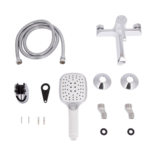Змішувач для ванни Qtap Grand (з душовим гарнітуром) Chrome/White (QTGRAWCR006)
