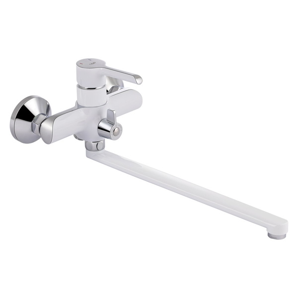 Смеситель для ванны Qtap Grand с поворотным изливом (c душевым гарнитуром) Chrome/White (QTGRAWCR005)