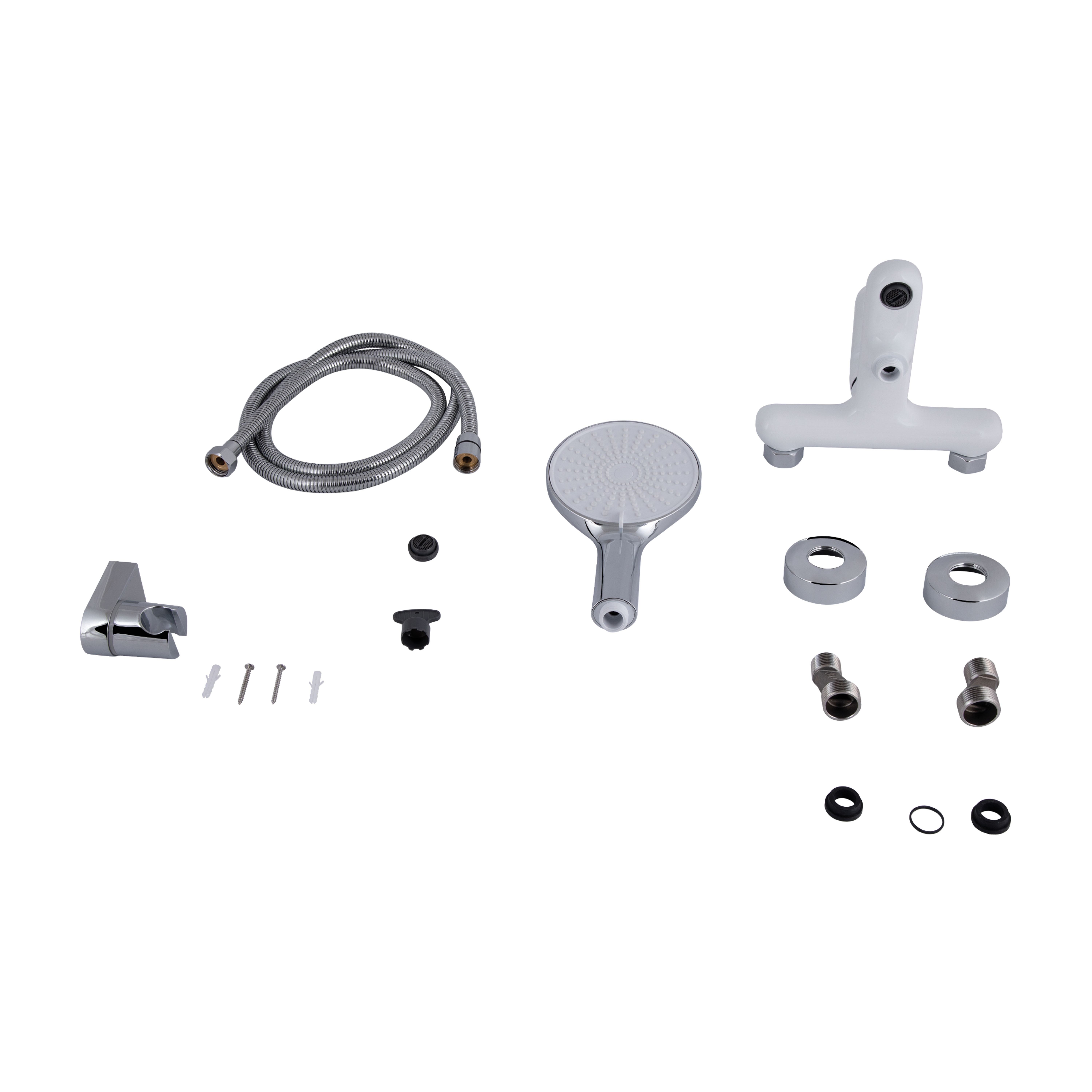 Змішувач для ванни Qtap Jay (з душовим гарнітуром) Chrome/White (QTJAY259CRW45553)