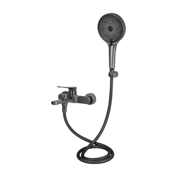 Смеситель для ванны Qtap Slavonice (c душевым гарнитуром) Gunmetal Black PVD (QTSLV259GMB48035)