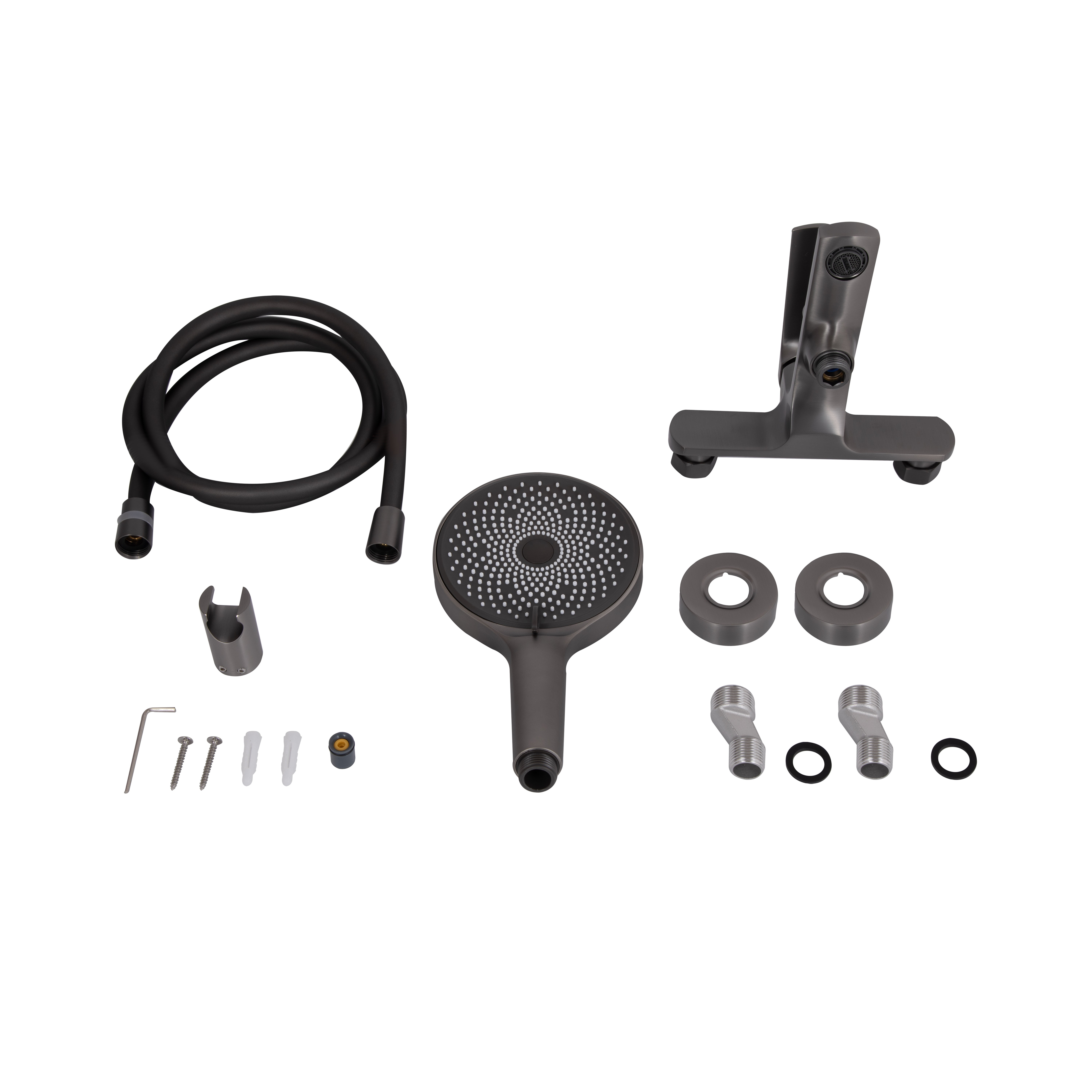 Змішувач для ванни Qtap Slavonice (з душовим гарнітуром) Gunmetal Black PVD (QTSLV259GMB48035)