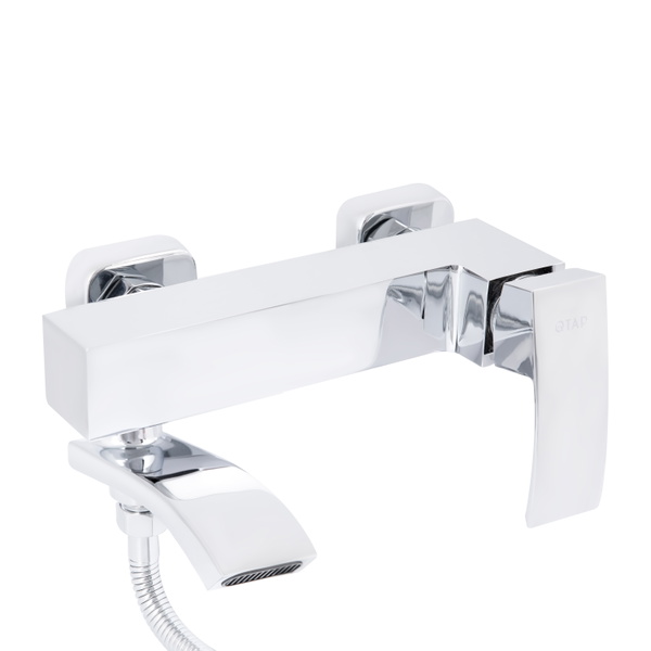 Смеситель для ванны Qtap Swan Cascada с поворотным изливом (c душевым гарнитуром) Chrome (QTSWA260CRM45565)