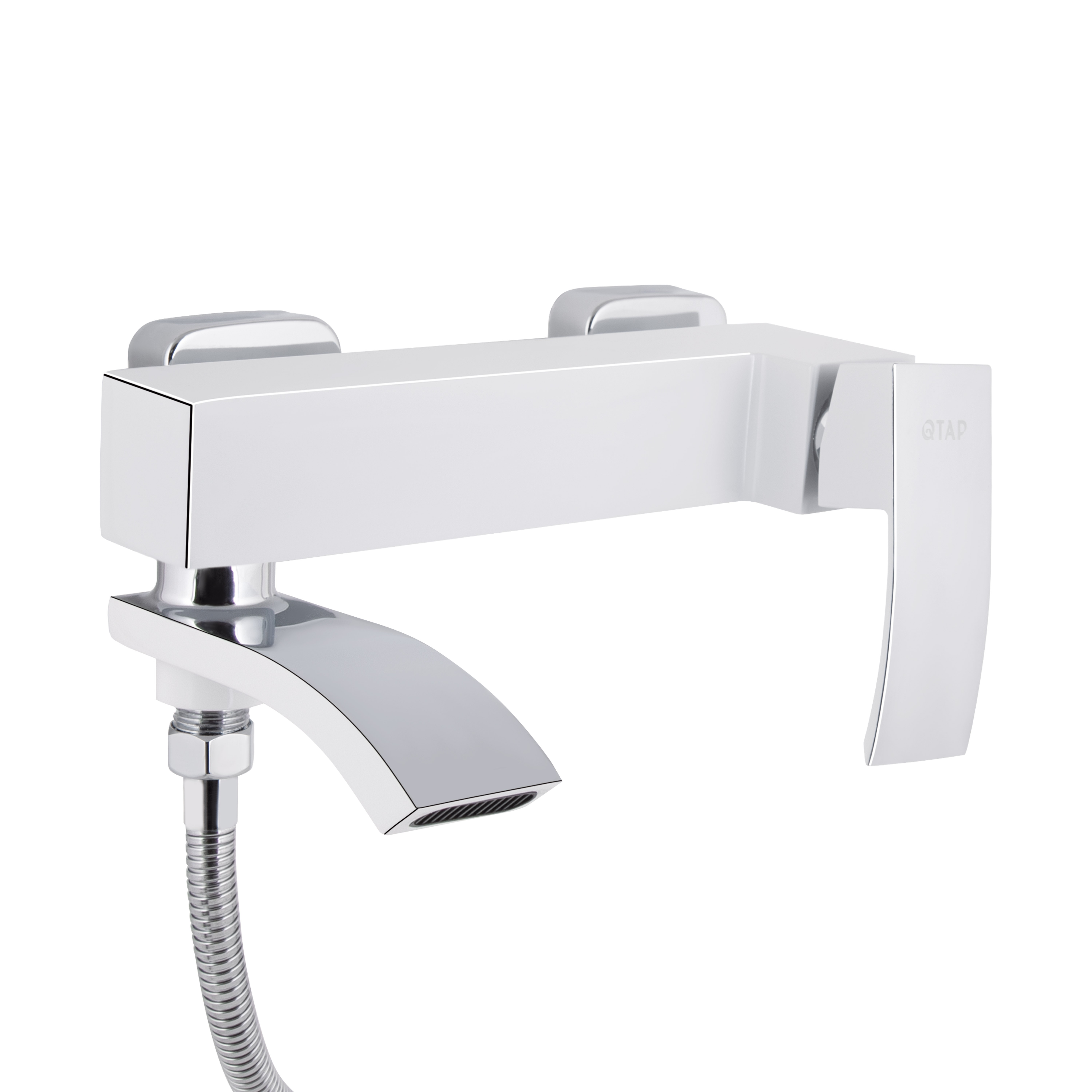 Змішувач для ванни Qtap Swan Cascada з поворотним виливом (з душовим гарнітуром) Chrome/White (QTSWA260CRW45569)