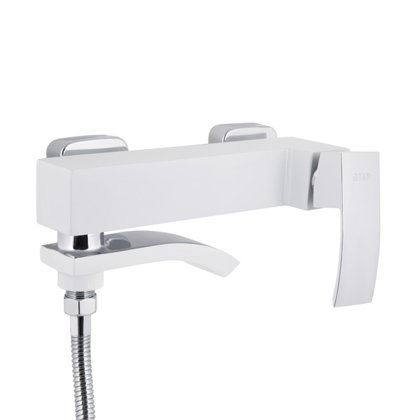 Змішувач для ванни Qtap Swan Cascada з поворотним виливом (з душовим гарнітуром) Chrome/White (QTSWA260CRW45569)