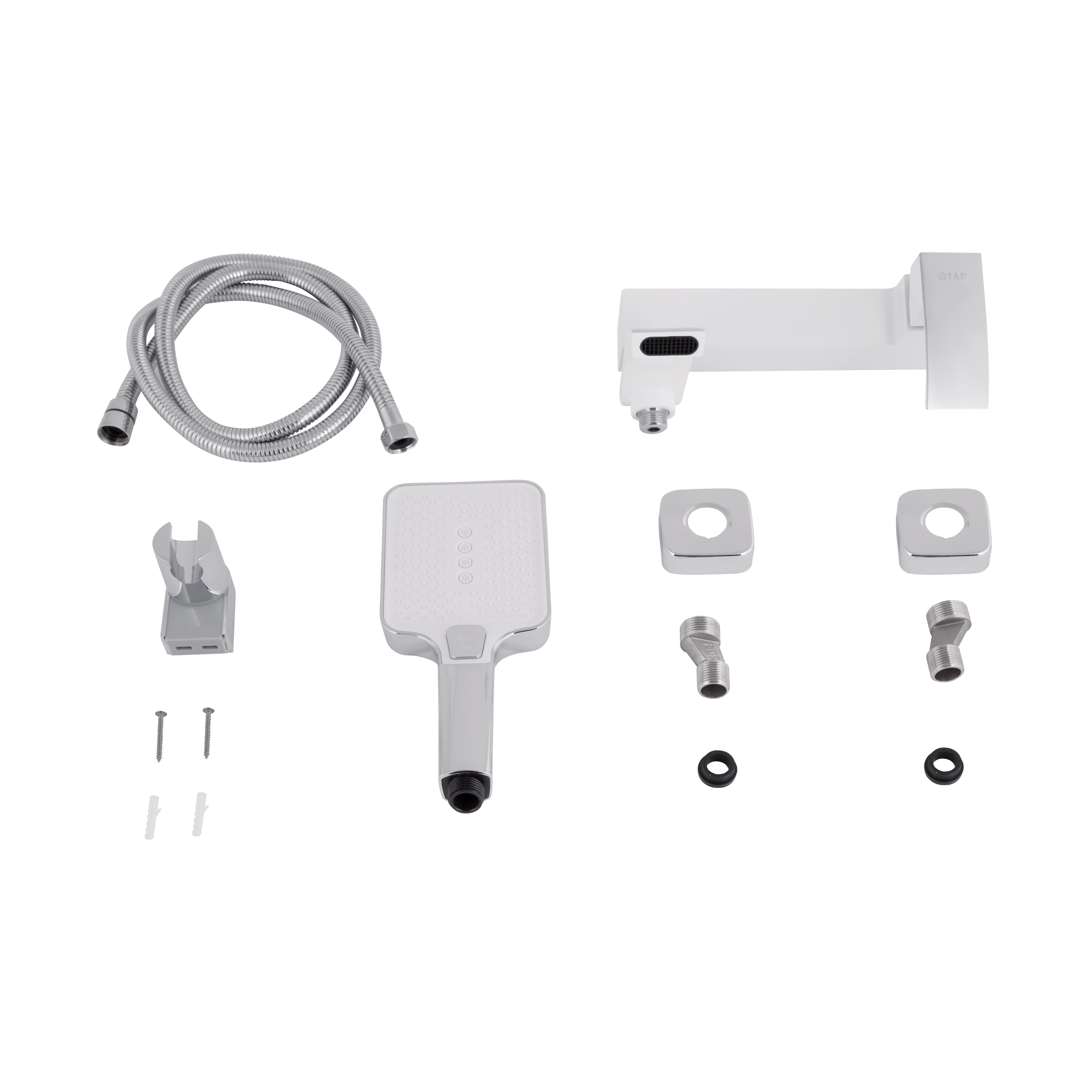 Змішувач для ванни Qtap Swan Cascada з поворотним виливом (з душовим гарнітуром) Chrome/White (QTSWA260CRW45569)