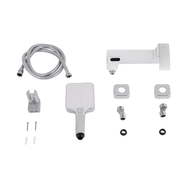 Змішувач для ванни Qtap Swan Cascada з поворотним виливом (з душовим гарнітуром) Chrome/White (QTSWA260CRW45569)