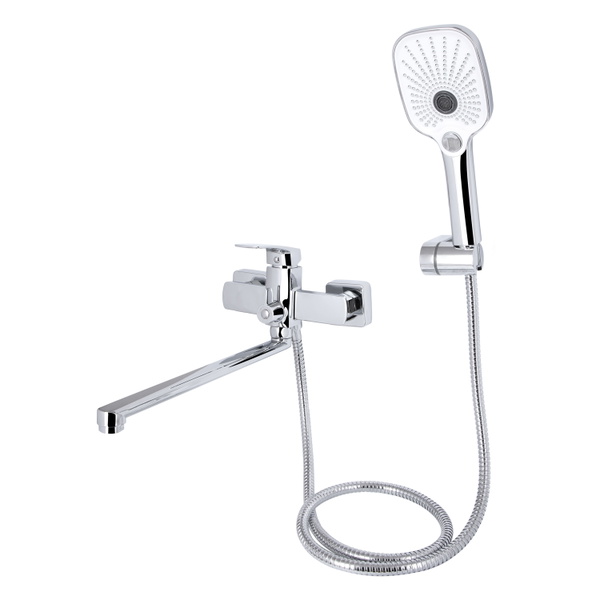 Змішувач для ванни Qtap Tern з довгим поворотним виливом (з душовим гарнітуром) Chrome (QTTER260CRM47587)