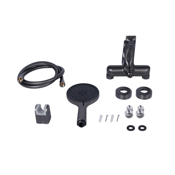 Смеситель для ванны Qtap Vlasta New (c душевым гарнитуром) Gunmetal Black PVD (QTVLA259GMB45643)