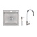 Акционный набор Lidz: мойка H5050 интегрированная Brushed Steel 3,0/1,0 мм + Смеситель Aria для кухни с гибким изливом (k35) Grey