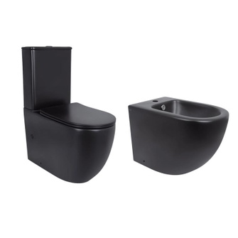 Акційний набір: Унітаз підлоговий Robin Ultra Quiet QT13226083AMB 660 x 360 x 855 Black + Біде підлогове Robin QT13442141CMB 565 x 360 x 405 Black