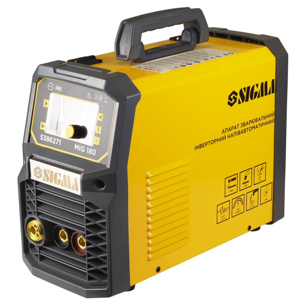Апарат зварювальний Sigma інверторний напівавтомат МIG/MMA-180А електрод 5 мм дріт 0.8-1 мм LED