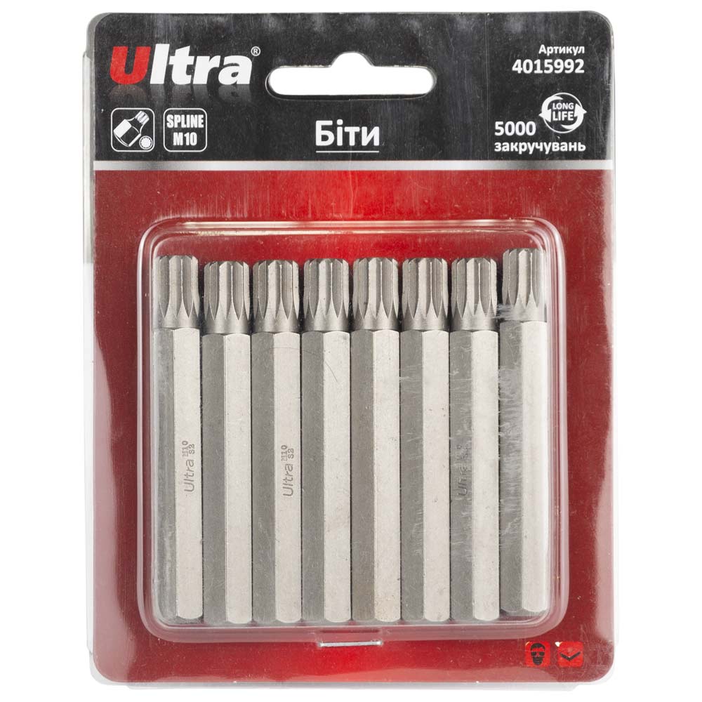 Біти Ultra Spline S2 M10 x 75 мм 10 мм 8 шт (блістер)