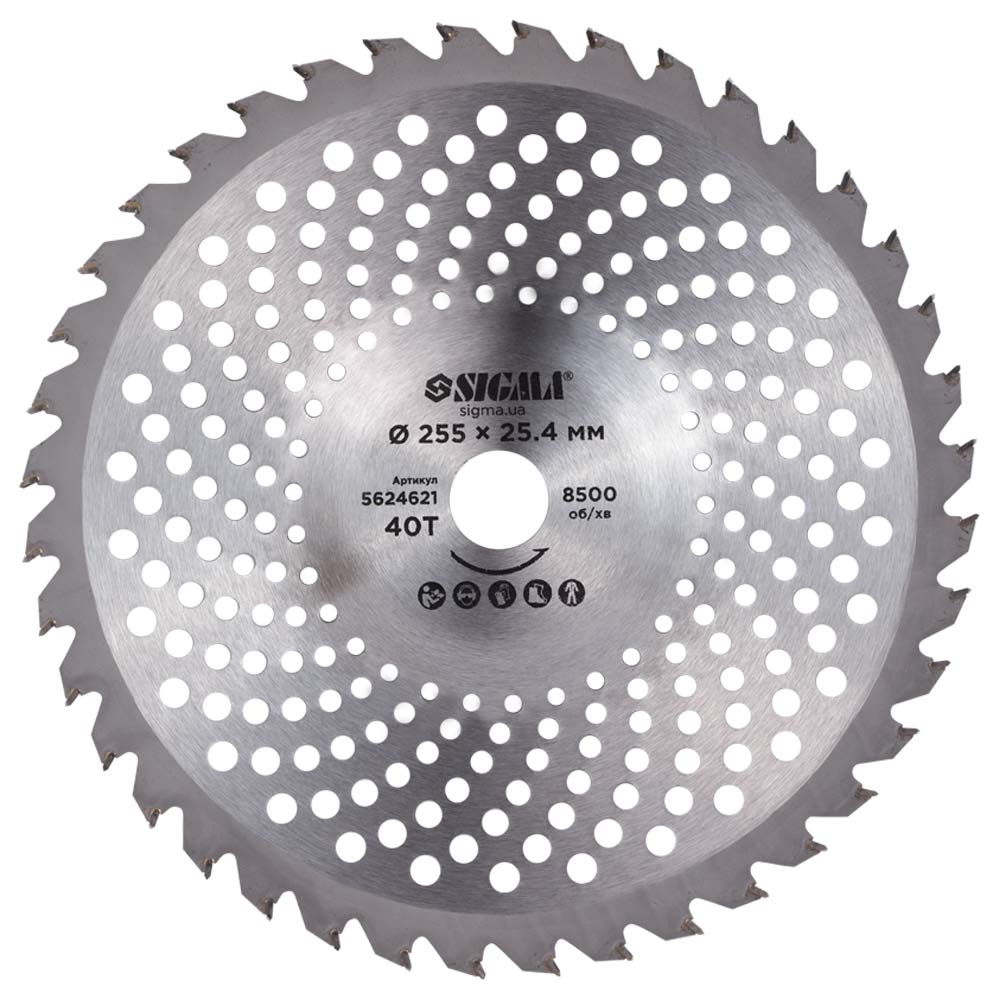 Диск Sigma для тримера з твердосплавними напайками Ø255 x 25.4 мм 40Т хвилеподібний