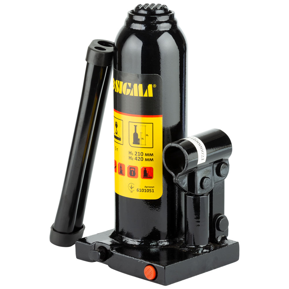 Домкрат Sigma гидравлический бутылочный 5т H 210-420 мм