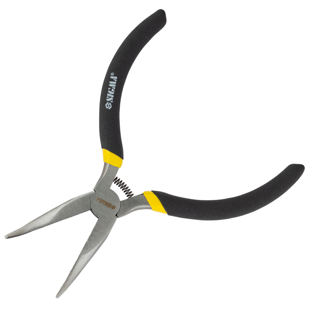 Длинногубцы Sigma Mini изогнутые обрезиненные рукоятки 125 мм