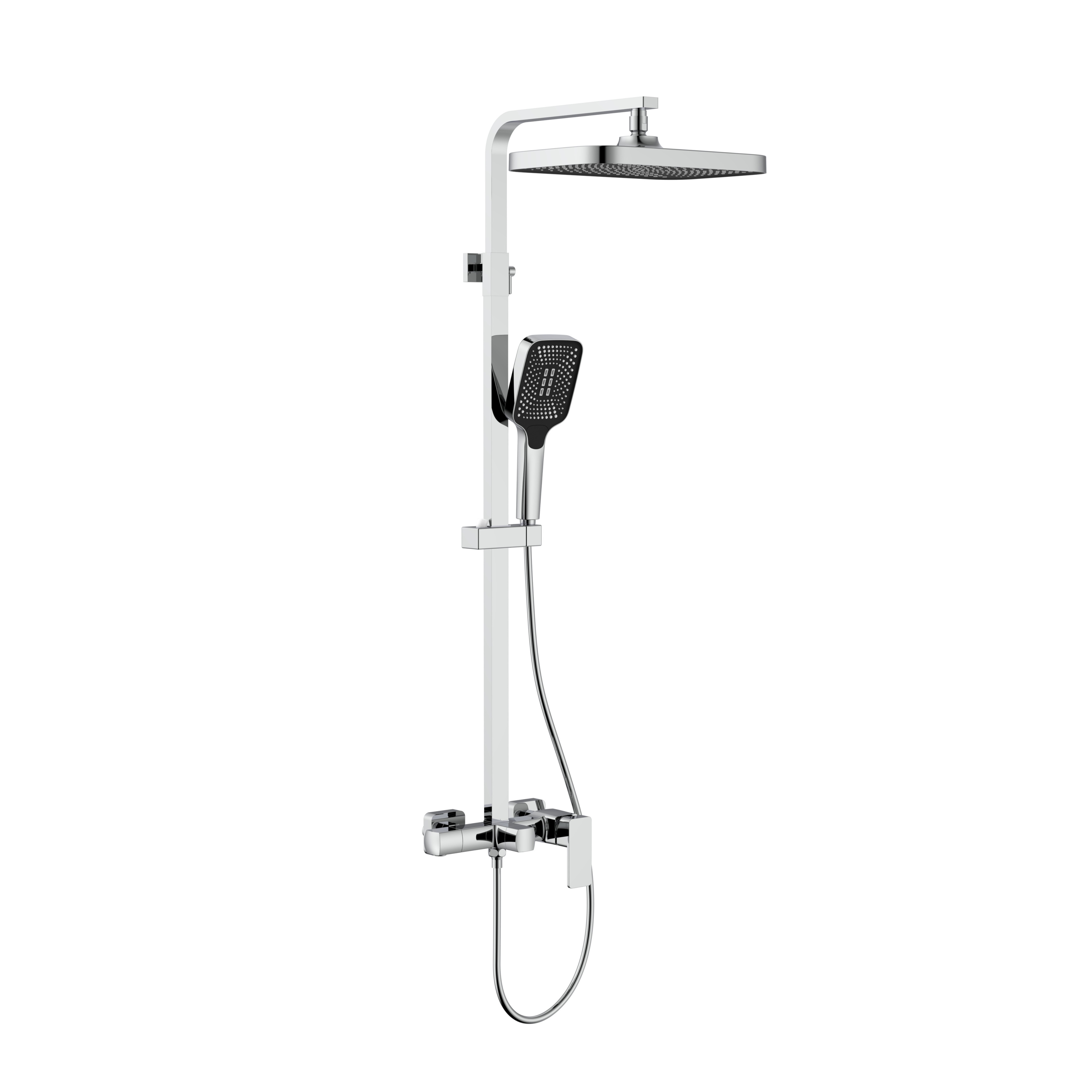 Душова система для кабіни Qtap Capricorn на три споживачі (з виливом) 53103KNC Chrome