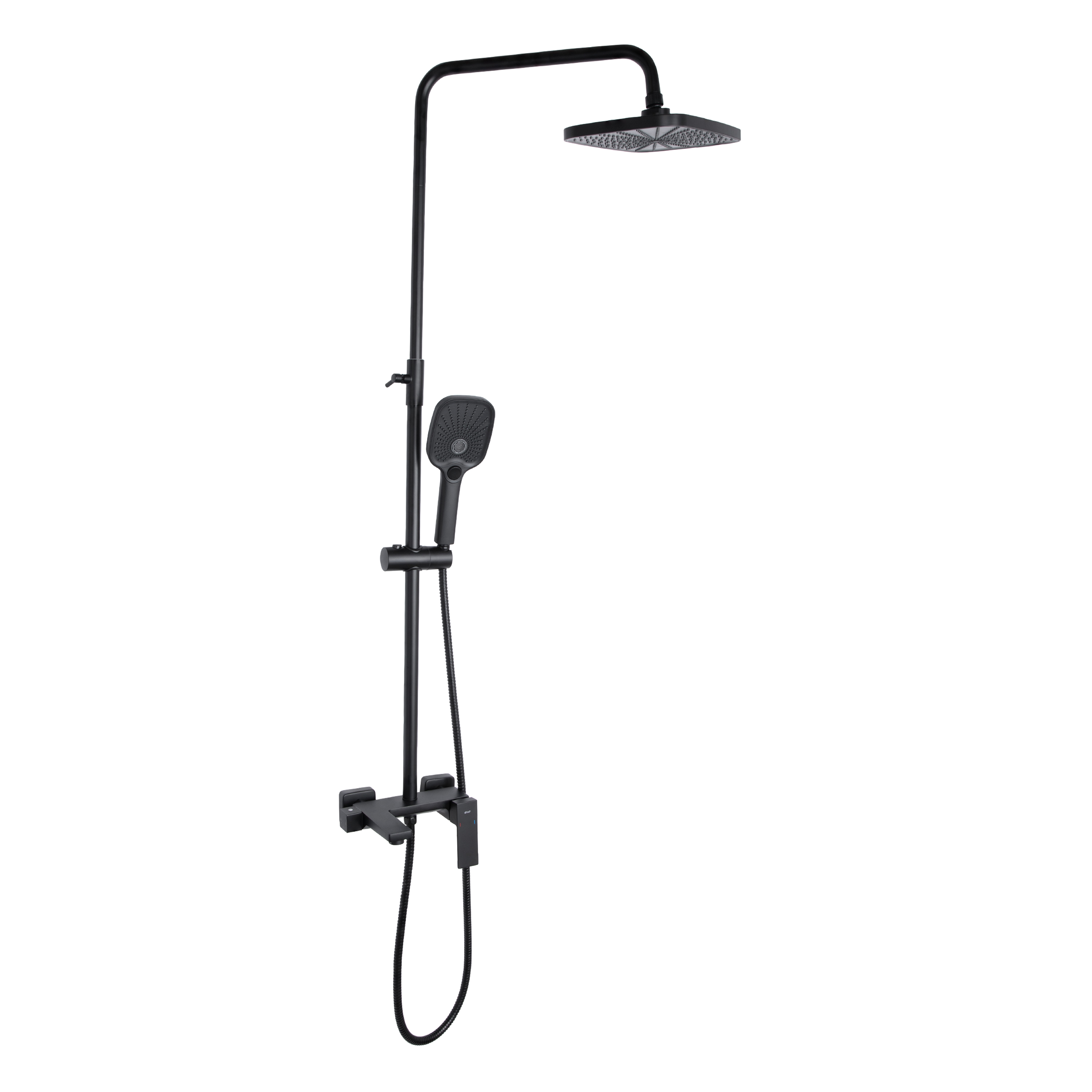 Душова система універсальна Qtap Gemini на три споживачі (з виливом) Black Matt (QTGEM111BLM45686)