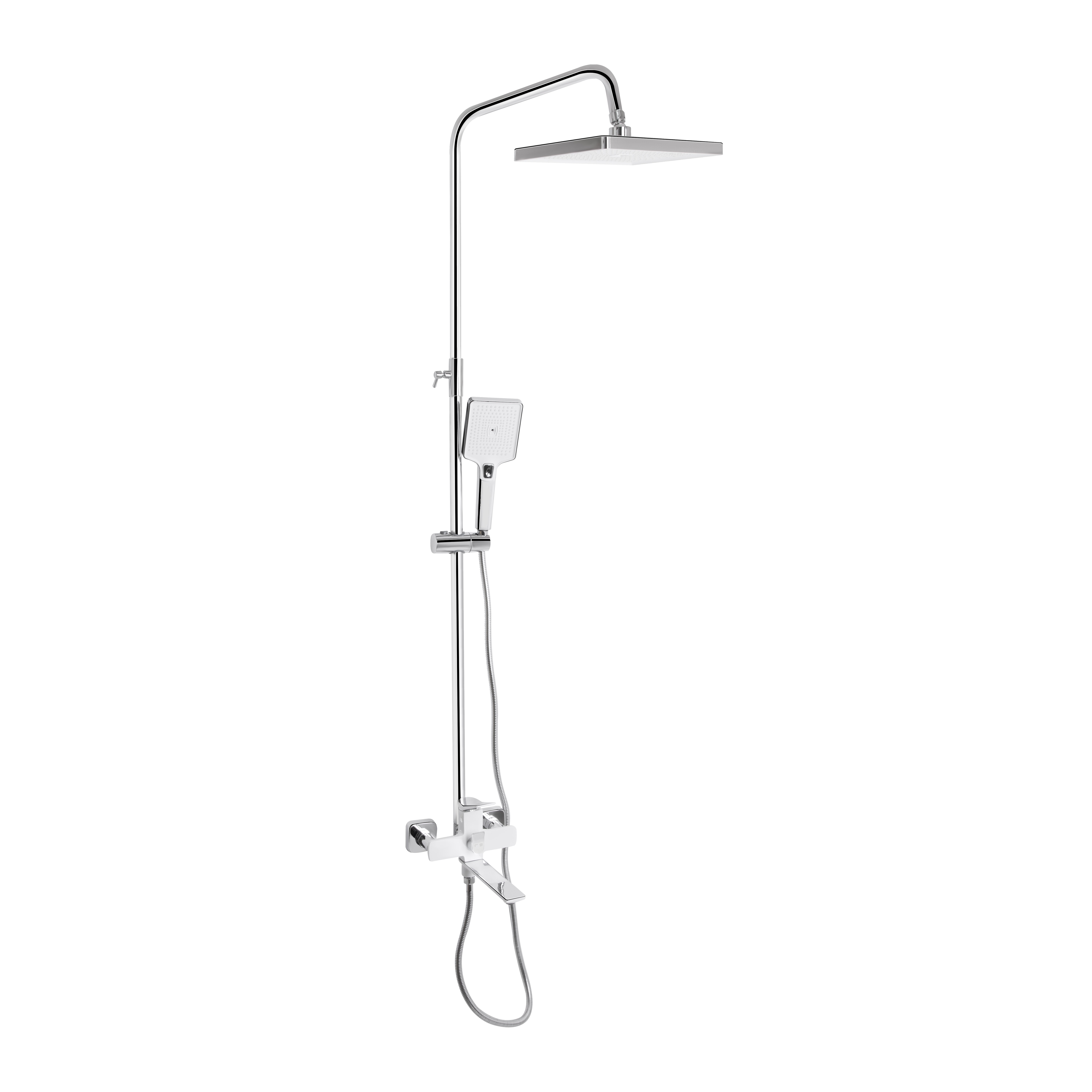 Душова система універсальна Qtap Presto на три споживачі (з виливом) Chrome/White (QTPRE111CRW45580)