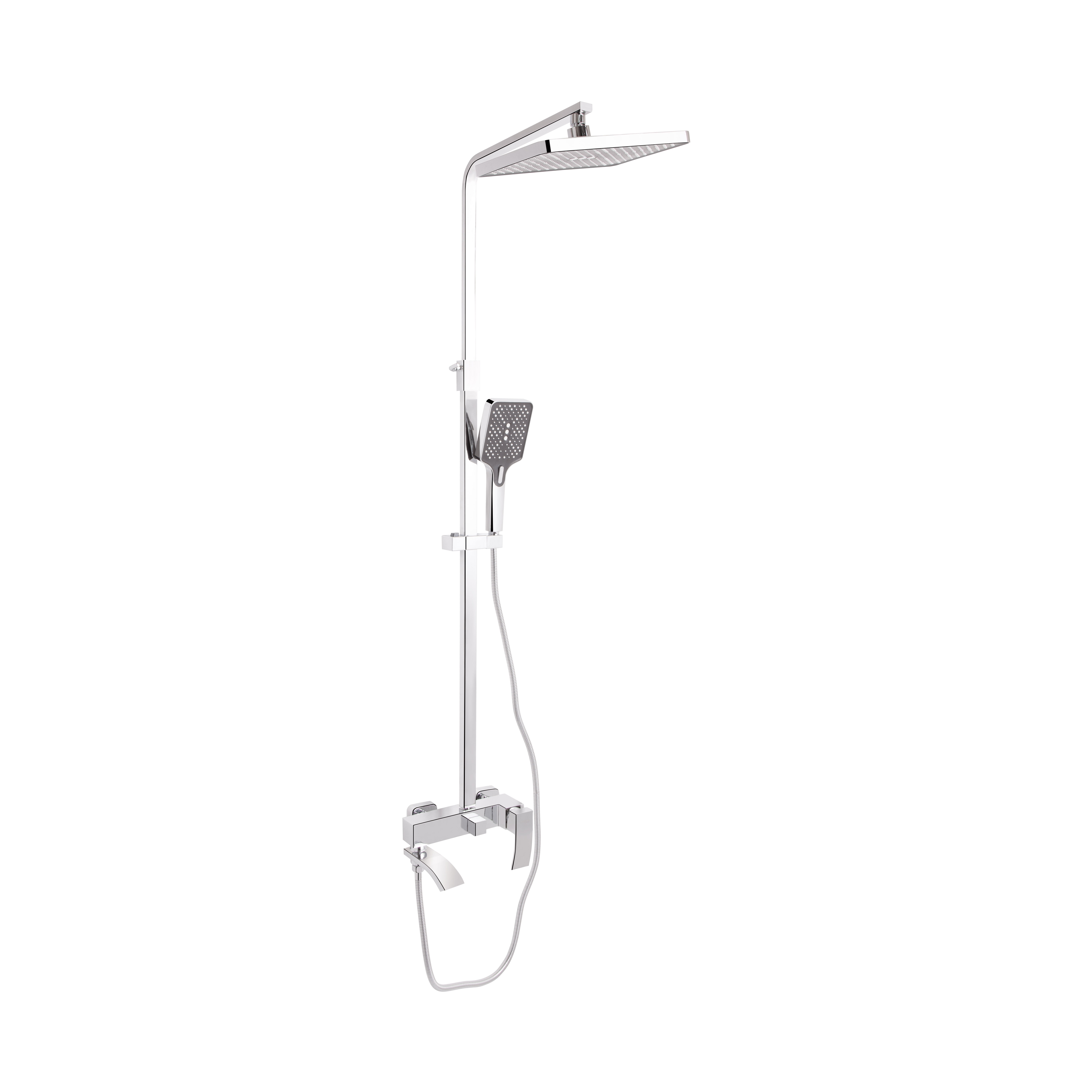 Душова система універсальна Qtap Swan Cascada на три споживачі (з виливом) Chrome (QTSWA111CRM45566)