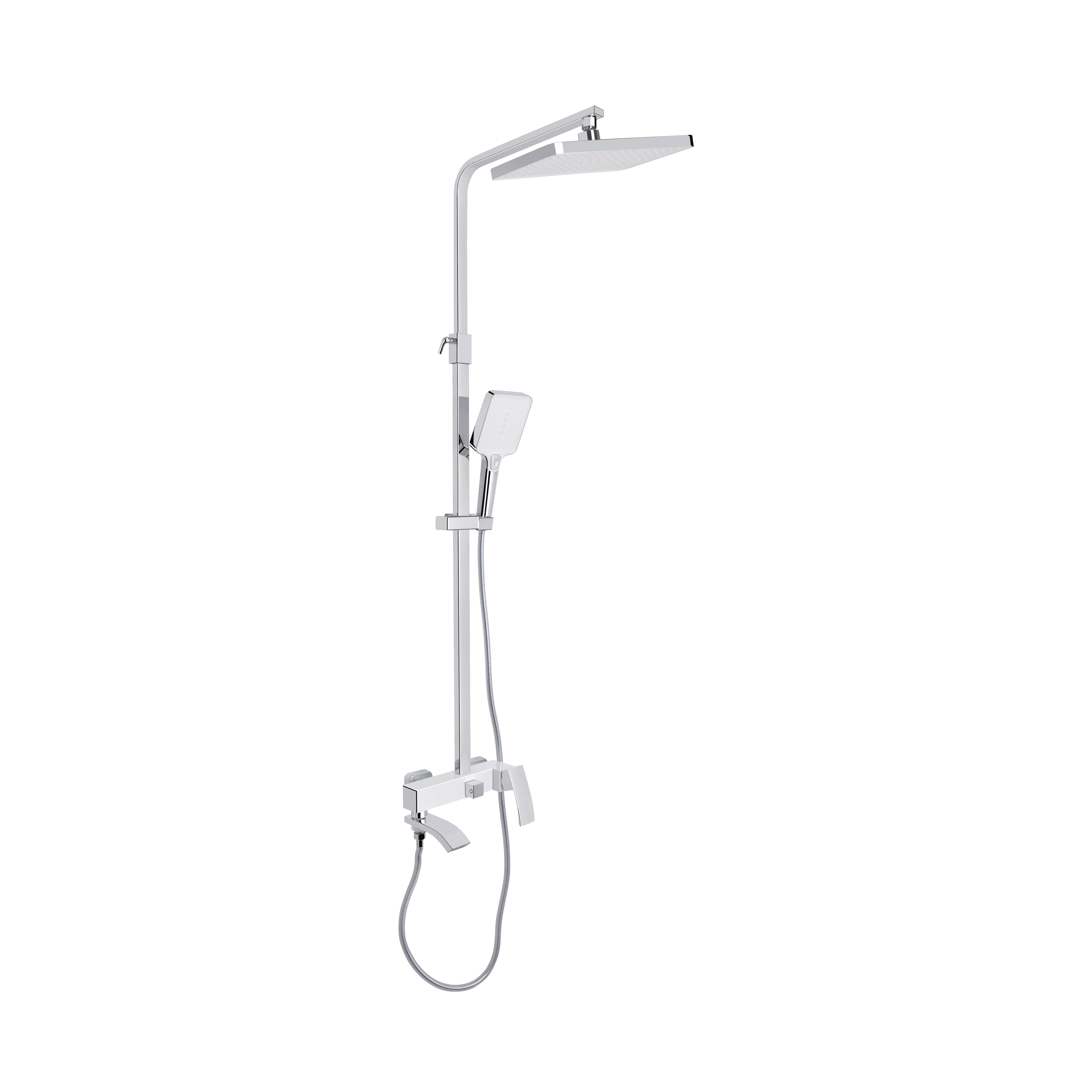 Душова система універсальна Qtap Swan Cascada на три споживачі (з виливом) Chrome/White (QTSWA111CRW45570)