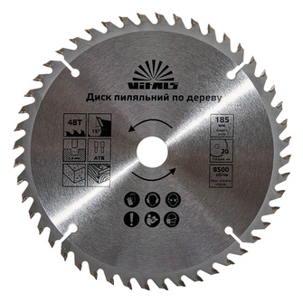Диск пиляльний Vitals по дереву 185 х 20/16 ATB 48