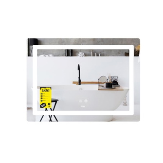 Дзеркало Lidz Kubis (KU2) 700 х 500 з LED-підсвічуванням Touch, з антизапотіванням, димером, рег. яскравості (LD78LF90448486)