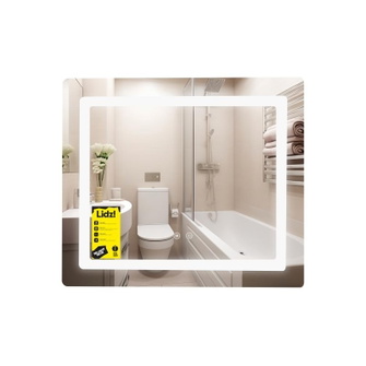 Дзеркало Lidz Kubis (KU2) 700 х 600 з LED-підсвічуванням Touch, з антизапотіванням, димером, рег. яскравості (LDKU60070049286)
