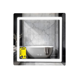 Дзеркало Lidz Kubis (KU2) 700 х 700 з LED-підсвічуванням Touch, з антизапотіванням, димером, рег. яскравості (LDKU70070049288)