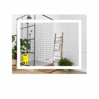 Дзеркало Lidz Kubis (KU2) 800 х 600 з годинником, з LED-підсвічуванням Touch, з антизапотіванням, димером, рег. яскравості (LDKU800600CL48281)