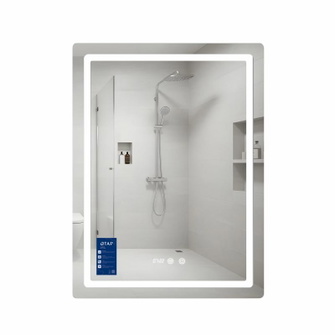 Дзеркало Qtap Mideya (MI2) 600 х 800 з годинником, з LED-підсвічуванням Touch, з антизапотіванням, димером, рег. яскравості (QTMID60080049627)