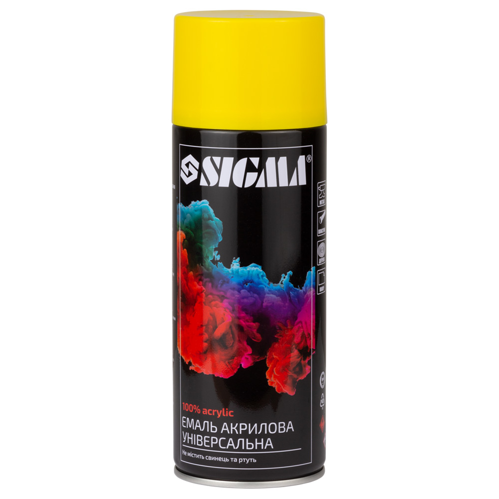 Емаль аерозольна Sigma акрилова 400 мл RAL 1021 канарково-жовтий глянець