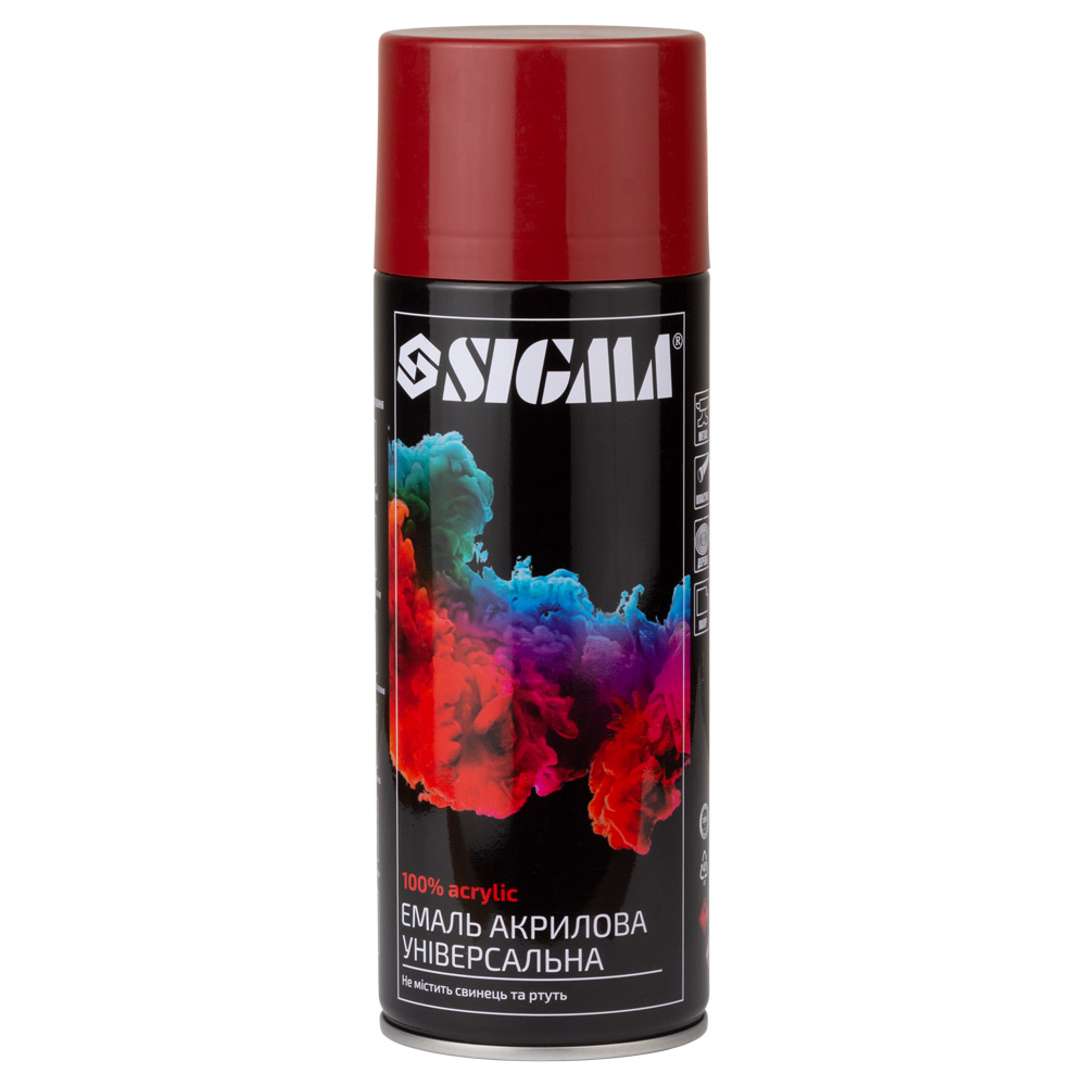 Емаль аерозольна Sigma акрилова 400 мл RAL 3001 сигнальний червоний глянець