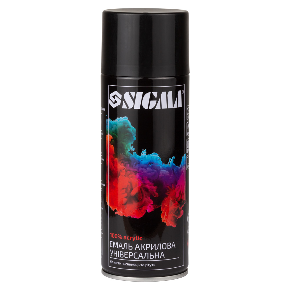 Емаль аерозольна Sigma акрилова 400 мл RAL 9005 чорний глянець Емаль аерозольна Sigma акрилова 400 мл RAL 9005 чорний глянець