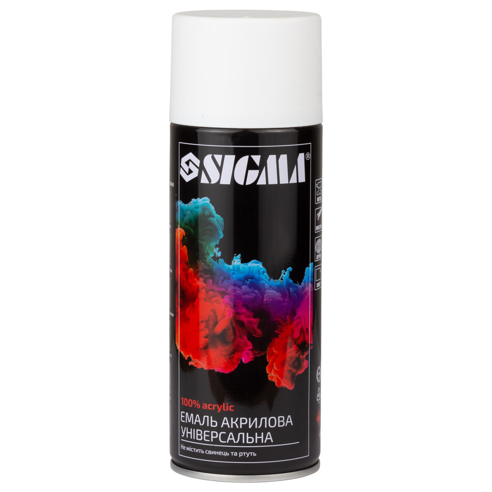 Емаль аерозольна Sigma акрилова 400 мл RAL 9010 білий мат