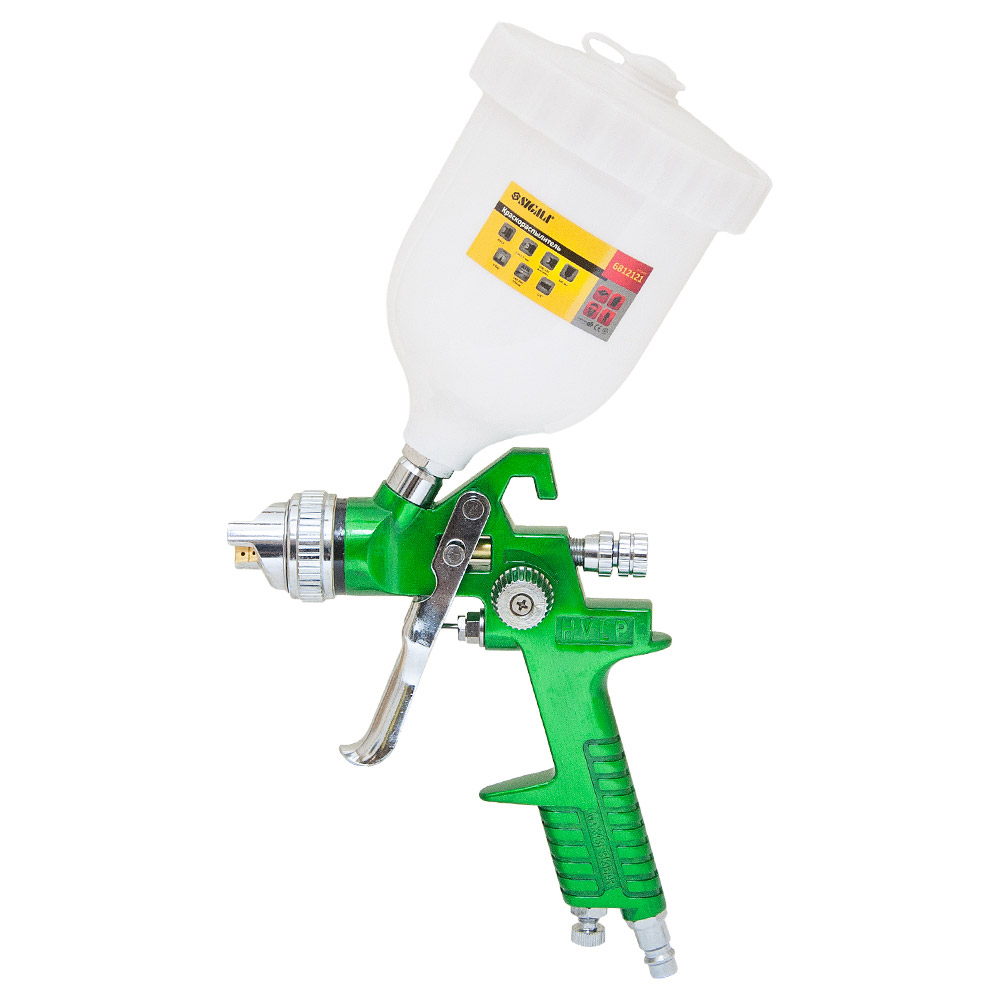 Фарборозпилювач Sigma HVLP Ø1.3 мм 140-280л/хв 3бар в/б 600 мл (пласт) зелений