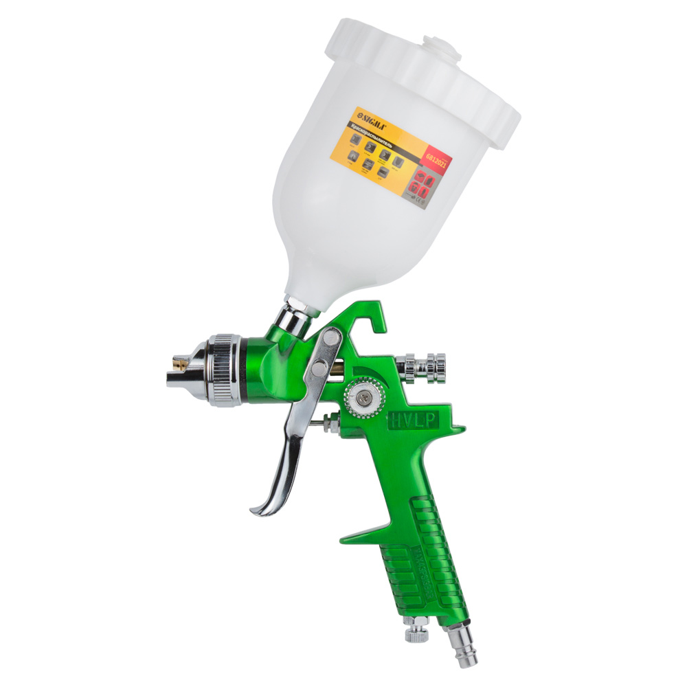 Фарборозпилювач Sigma HVLP Ø1.4 мм 140-280л/хв 3бар в/б 600 мл (пласт) зелений