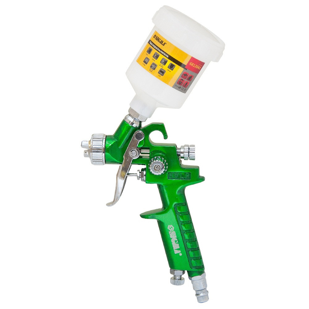 Фарборозпилювач Sigma HVLP-mini Ø0.8 мм 30-115л/хв 2.1бар в/б 100 мл (пласт) зелений